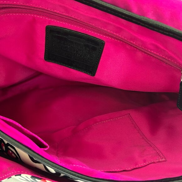 COACH Kyra Graffiti Daisy Floral Crossbody Shoulder Back Pink Lining White Black - Picture 14 of 16